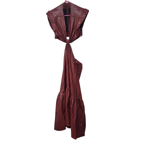 A.L.C Alexandria Cutout Vegan Leather Midi Dress Cranberry Size 4 - Picture 4 of 9